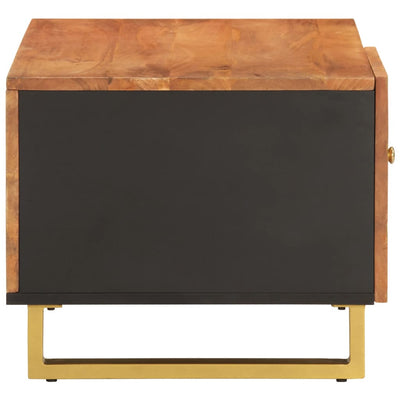 Sohvapöytä ruskea ja musta 80x50x40 cm täysi mangopuu
