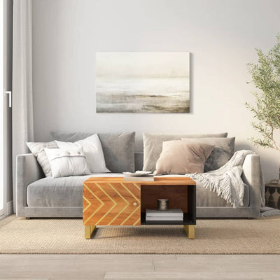 Sohvapöytä ruskea ja musta 80x50x40 cm täysi mangopuu