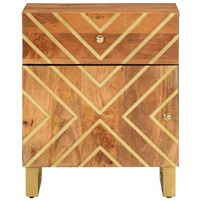 Yöpöytä ruskea ja musta 50x33x60 cm täysi mangopuu