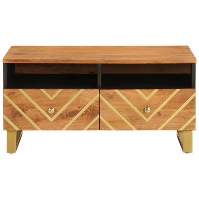 Sohvapöytä ruskea ja musta 80x54x40 cm täysi mangopuu