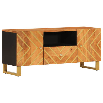 TV-taso ruskea ja musta 105x33,5x46 cm täysi mangopuu