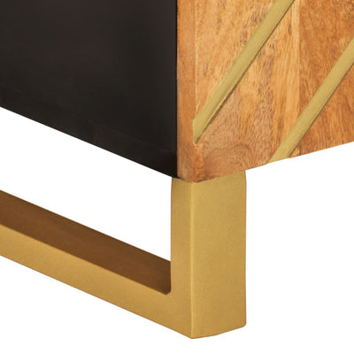 TV-taso ruskea ja musta 105x33,5x46 cm täysi mangopuu