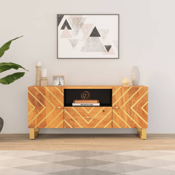 TV-taso ruskea ja musta 105x33,5x46 cm täysi mangopuu