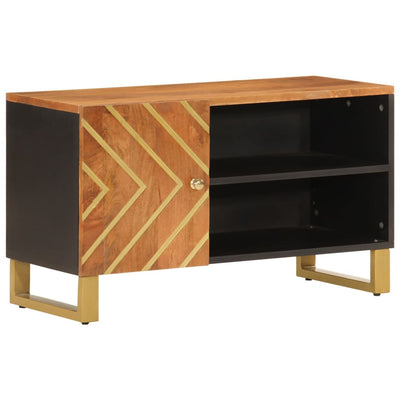 TV-taso ruskea ja musta 80x31,5x46 cm täysi mangopuu