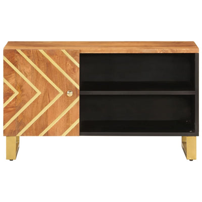 TV-taso ruskea ja musta 80x31,5x46 cm täysi mangopuu