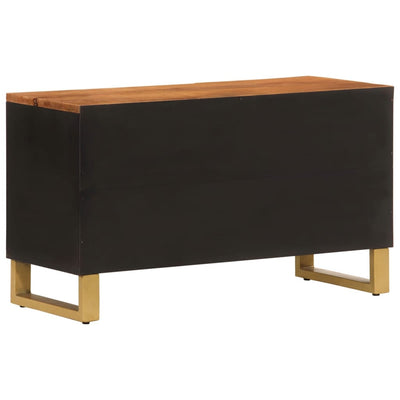 TV-taso ruskea ja musta 80x31,5x46 cm täysi mangopuu