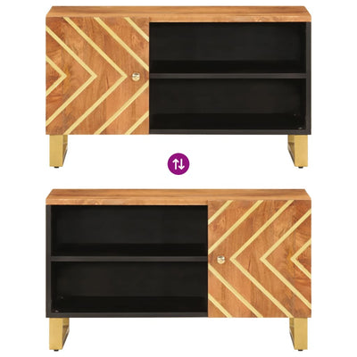 TV-taso ruskea ja musta 80x31,5x46 cm täysi mangopuu