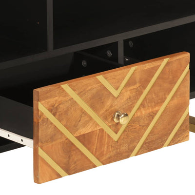 TV-taso ruskea ja musta 100x33,5x46 cm täysi mangopuu
