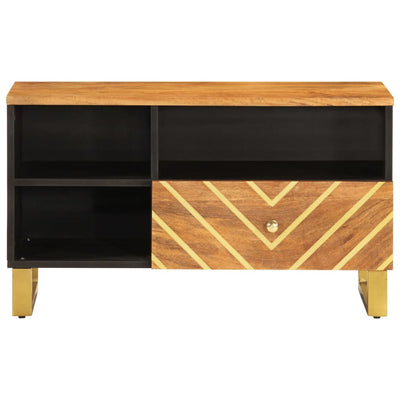 TV-taso ruskea ja musta 80x33,5x46 cm täysi mangopuu