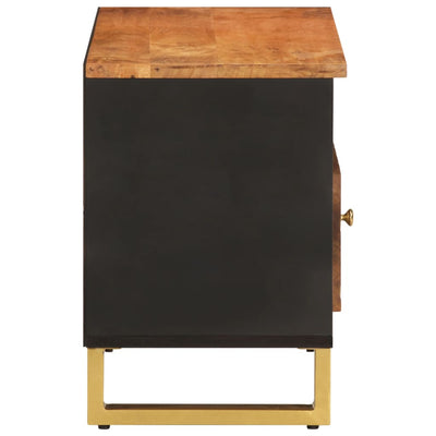 TV-taso ruskea ja musta 80x33,5x46 cm täysi mangopuu