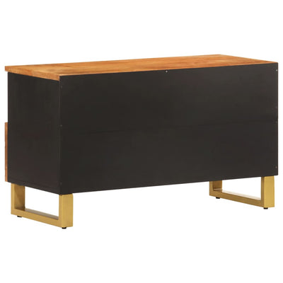 TV-taso ruskea ja musta 80x33,5x46 cm täysi mangopuu