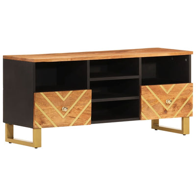 TV-taso ruskea ja musta 100x33,5x46 cm täysi mangopuu