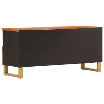 TV-taso ruskea ja musta 100x33,5x46 cm täysi mangopuu