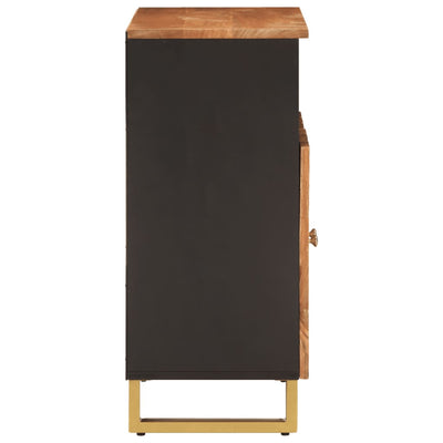 Sivukaappi ruskea ja musta 60x33,5x75 cm täysi mangopuu