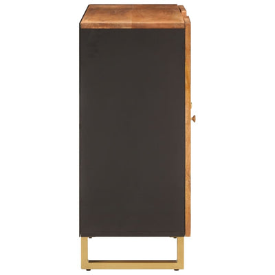 Sivukaappi ruskea ja musta 90x33,5x75 cm täysi mangopuu