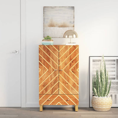 Kaappi ruskea ja musta 60x33,5x100 cm täysi mangopuu