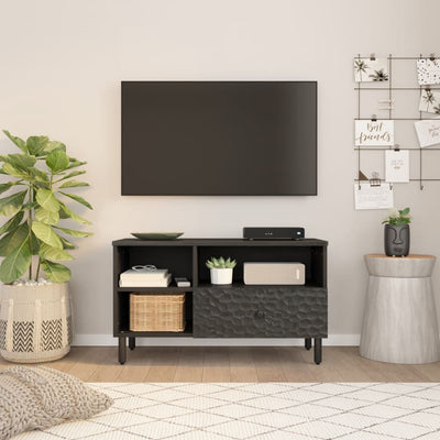 TV-taso musta 80x33x46 cm täysi mangopuu