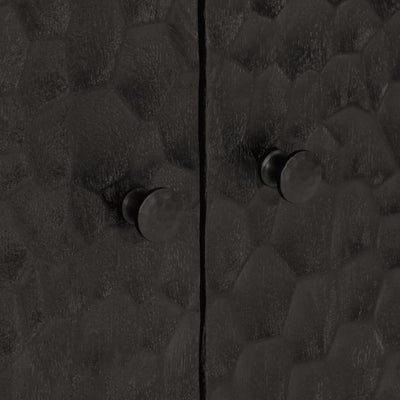 Sivukaappi musta 60x33x75 cm täysi mangopuu