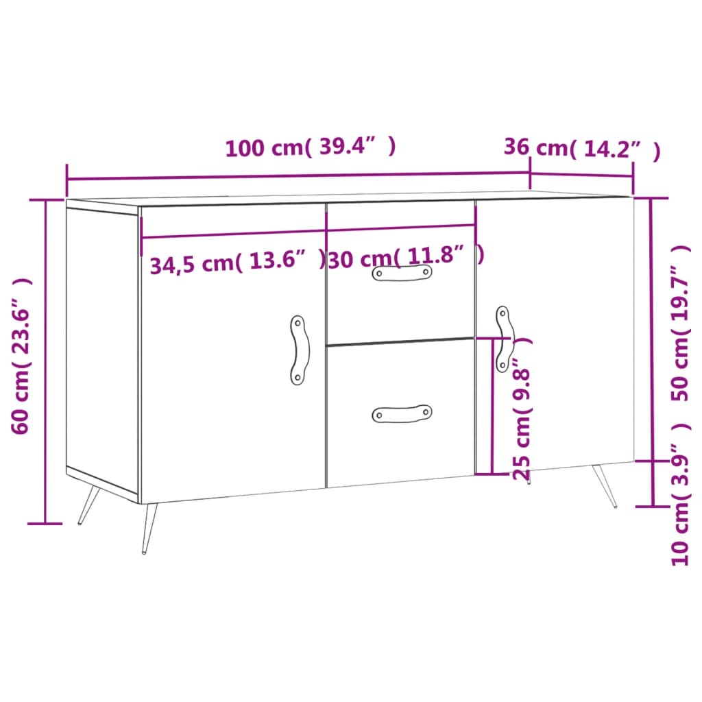 Sonoma tammi senkki Dianne 100x36x60cm (puinen)