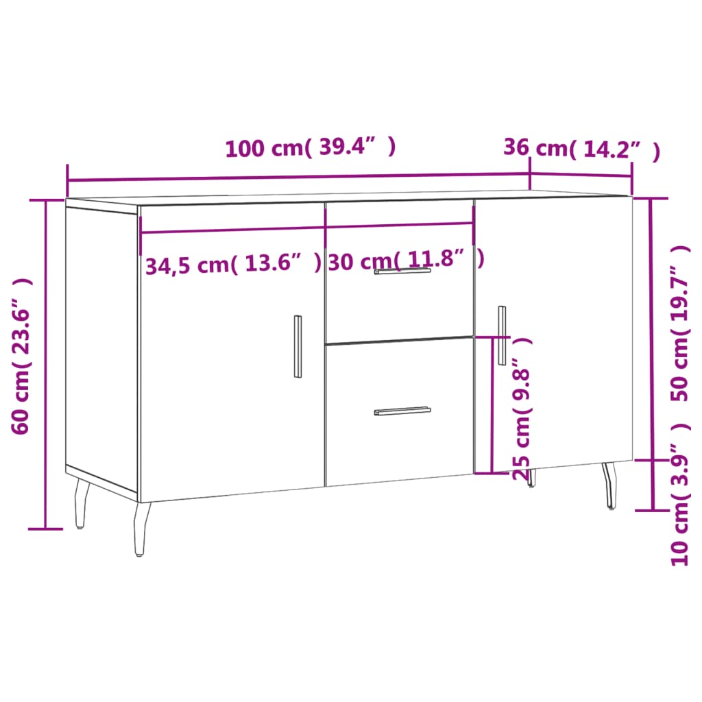 Harmaa senkki Nastita 100x36x60cm (puinen)