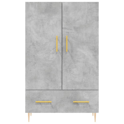 Kaappi betoninharmaa 69,5x31x115 cm tekninen puu