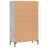 Kaappi betoninharmaa 69,5x31x115 cm tekninen puu