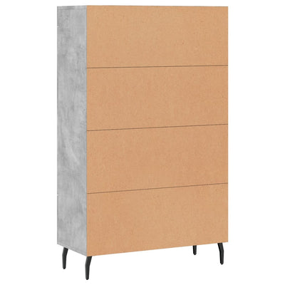 Kaappi betoninharmaa 69,5x31x115 cm tekninen puu