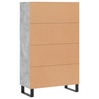 Kaappi betoninharmaa 69,5x31x115 cm tekninen puu