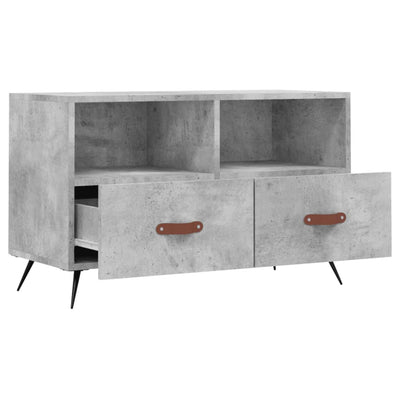 TV-taso betoninharmaa 80x36x50 cm tekninen puu