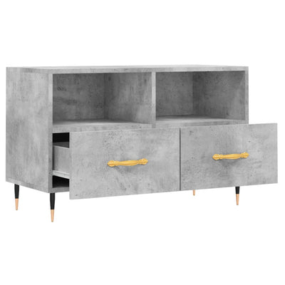 TV-taso betoninharmaa 80x36x50 cm tekninen puu