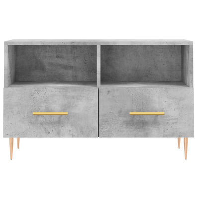 TV-taso betoninharmaa 80x36x50 cm tekninen puu