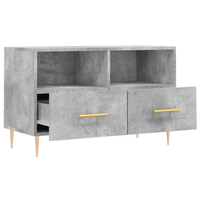 TV-taso betoninharmaa 80x36x50 cm tekninen puu
