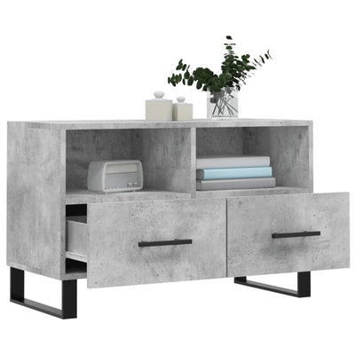TV-taso betoninharmaa 80x36x50 cm tekninen puu