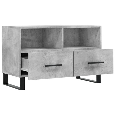 TV-taso betoninharmaa 80x36x50 cm tekninen puu