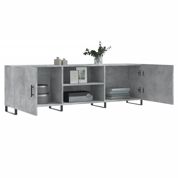 Betoninharmaa TV-taso 150x30x50 cm teknisestä puusta
