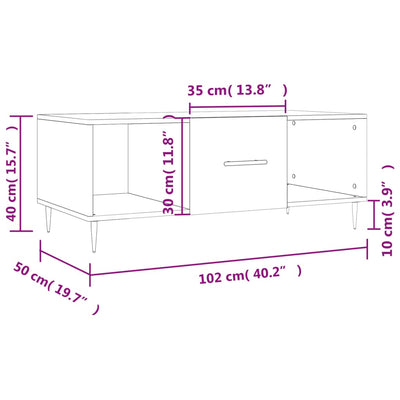 Valkoinen sohvapöytä Berchis 102x50x40cm (puinen)
