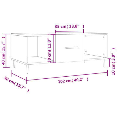 Betoninharmaa sohvapöytä Berchis 102x50x40cm (puinen)