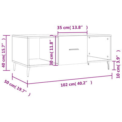 Sohvapöytä musta 102x50x40 cm tekninen puu