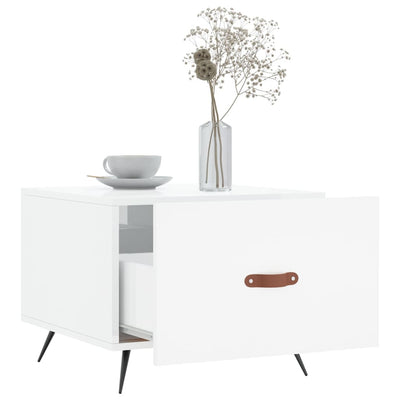 Valkoinen sohvapöytä Benoni 50x50x40cm (korkeakiilto, puinen)