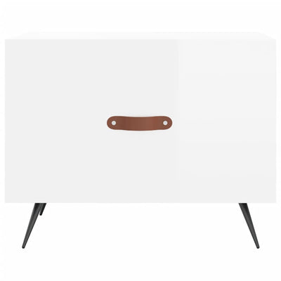 Sohvapöydät 2 kpl korkeakiilto valk. 50x50x40 cm tekninen puu