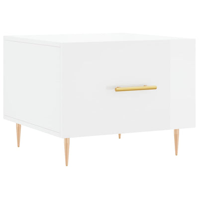 Valkoinen sohvapöytä Ionus 50x50x40cm (korkeakiilto, puinen)