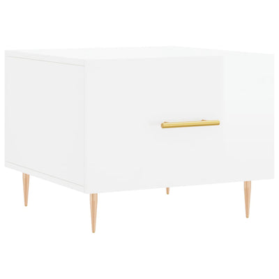 Korkeakiilto valk. sohvapöydät Ionus 50x50x40cm (2 kpl puinen)