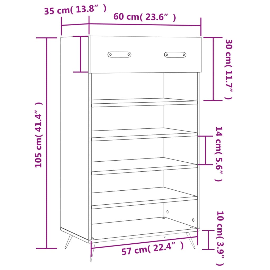 Musta kenkäkaappi Irininis 60x35x105cm (puinen)