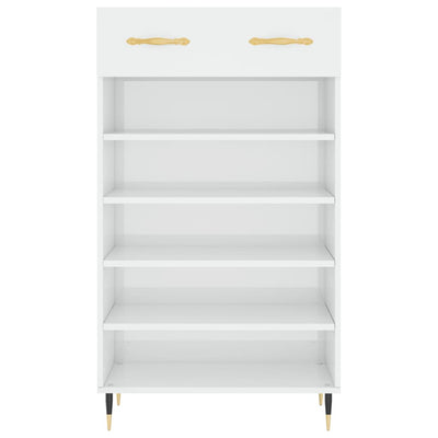 Valkoinen kenkäkaappi Fructe 60x35x105cm (korkeakiilto, puinen)