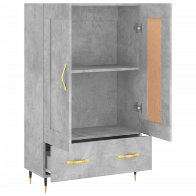 Kaappi betoninharmaa 69,5x31x115 cm tekninen puu