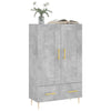 Kaappi betoninharmaa 69,5x31x115 cm tekninen puu