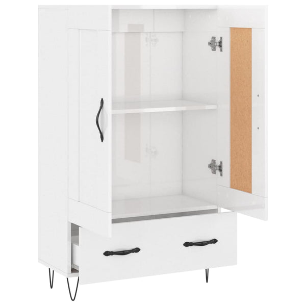 Kaappi korkeakiilto valkoinen 69,5x31x115 cm tekninen puu