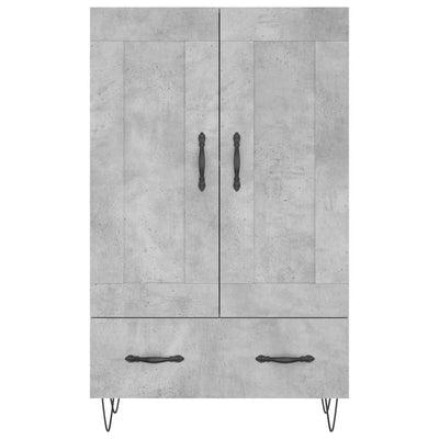 Kaappi betoninharmaa 69,5x31x115 cm tekninen puu