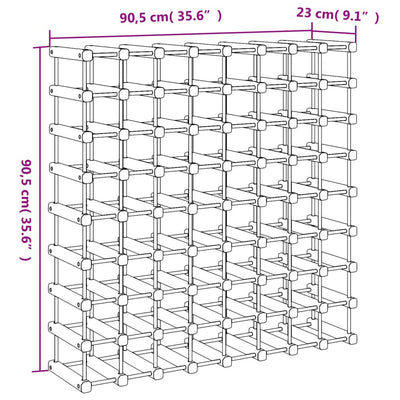 Viinipulloteline 72 pullolle 90,5x23x90,5 cm täysi mänty