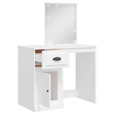 Peilipöytä LED-valoilla valkoinen 90x42x132,5 cm